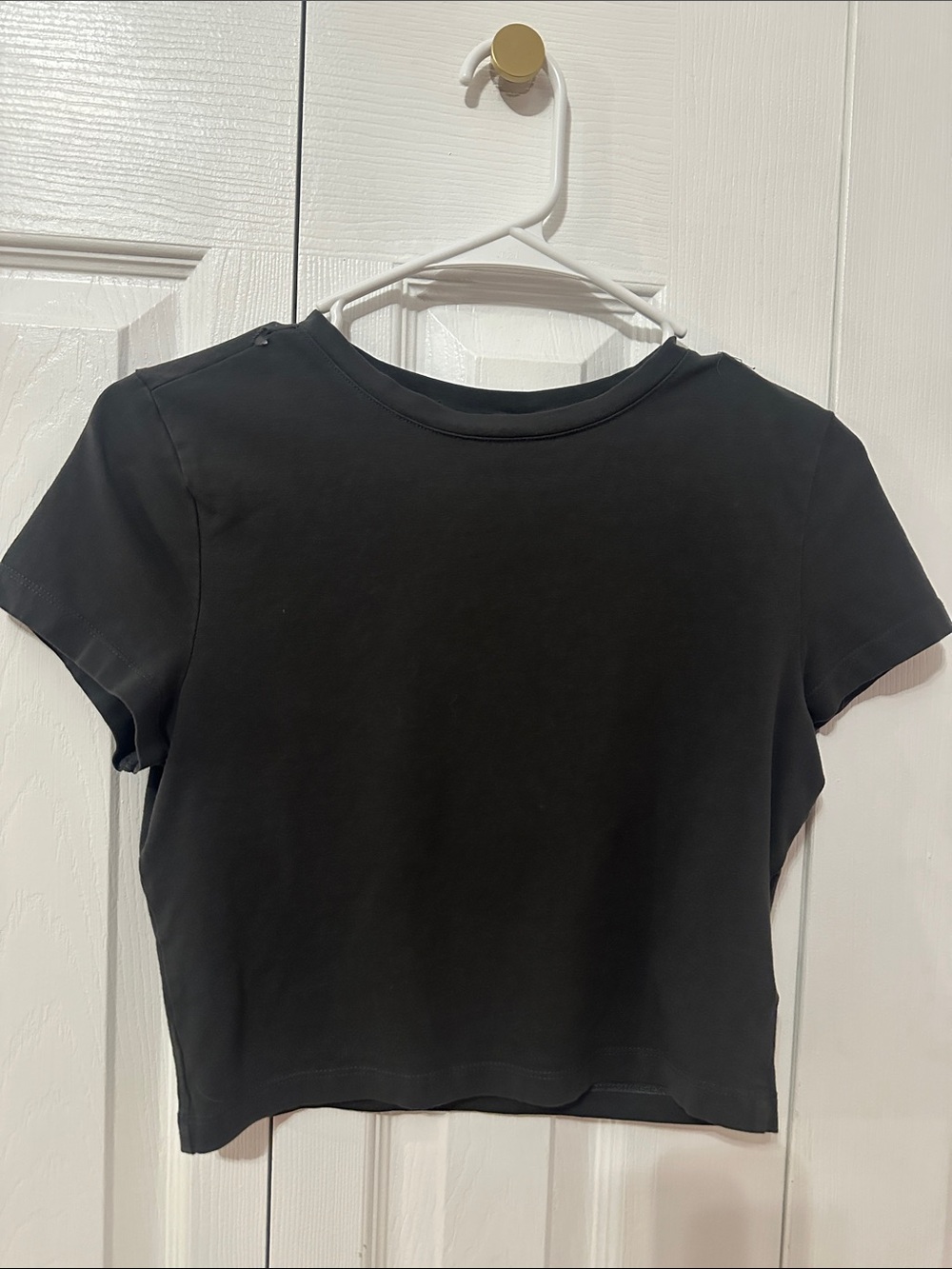 Divided Black Crop Tee - Short Sleeve Crew Neck